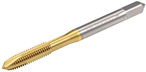 uxcell Spiral Point Plug Threading Tap M5 x 0.8 Thread, Ground Threads H2 3 Flutes, High Speed Steel HSS 6542, Titanium Coated, Round Shank with Square End