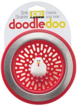 Doodle Doo Rooster Novelty Kitchen Sink Strainer-Red, Set of 4