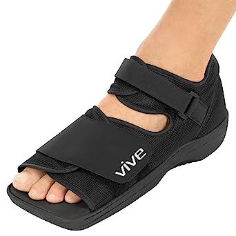 Vive Post Op Shoe - Lightweight Medical Walking Boot with Adjustable Strap - Orthopedic Recovery Cast Shoe for Post Surgery, Fractured Foot (Medium)