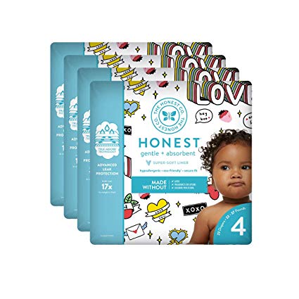 The Honest Company Baby Diapers with Trueabsorb Technology, Forever Yours, Size 4, 92 Count