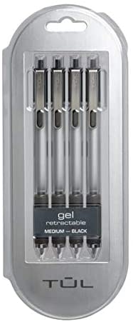 TUL Retractable Gel Pens 0.7mm Medium Point, Black 4/pk