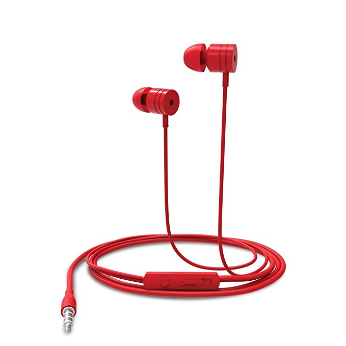 Portronics Por-765 Conch 204 In-Ear Stereo Headphone Having 3.5mm Aux Port, In-Line Mic, Soft Silicon Ear-Buds (Red)