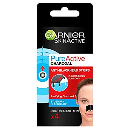 Garnier Pure Active Intensive Anti-Blackhead Charcoal Nose Strips, 4-Piece