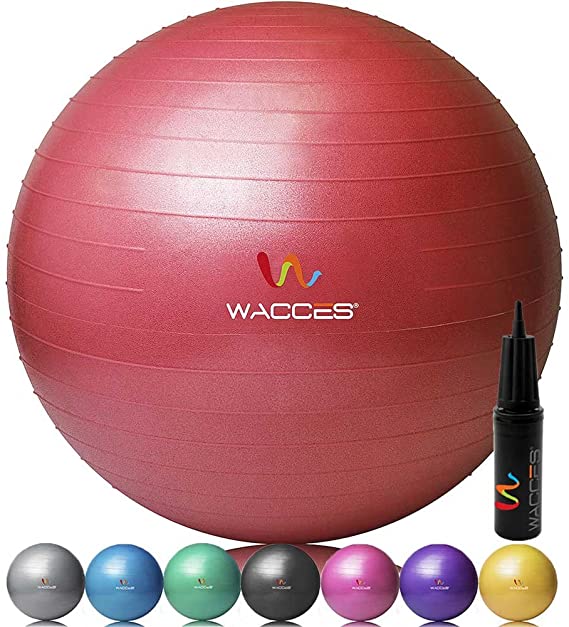 Wacces Professional Exercise, Stability and Yoga Ball for Fitness, Balance & Gym Workouts- Anti Burst - Quick Pump Included