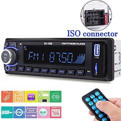 Car Stereo Receiver ,Huicocy Single Din In Dash Car Radio MP3 Player Car Stereo with Bluetooth (USB/SD/AUX/FM) Wireless Remote Control Included