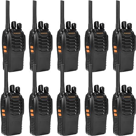 BaoFeng BF-H888S((BF-88A Upgraded)) FRS Radio Walkie Talkie 2W 16-Channel Two Way Radio with Earpiece, LED Flashlight, USB Charger 10 Pack