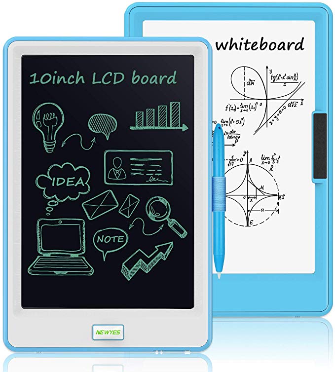 NEWYES LCD Writing Tablet 10 inch , Writing Board Electronic Doodle Drawing Tablet with Lock Key Double Sided Use Brighter Screen for Kids Family Office(Blue)
