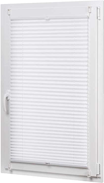 AmazonBasics Polyester solid fabric pleating rollo blind with clipping system 70 x 130 cm, White