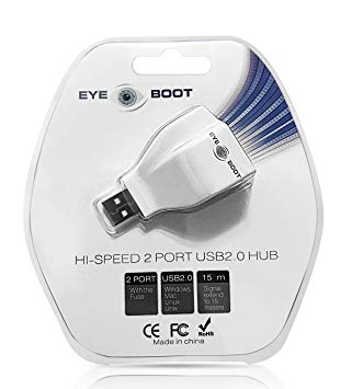 Eyeboot USB Mini 2-Port USB 2.0 Hub Powered Extender 15m Splitter 5V 3 Amp power adapter