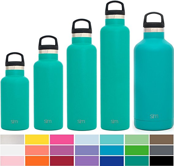 Simple Modern Ascent Water Bottle - Narrow Mouth, Vacuum Insulated, Double Wall, 18/8 Stainless Steel Powder Coated - 5 Sizes, 30  Colors