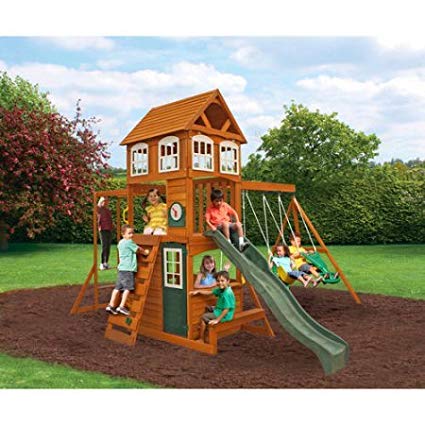 CRANBROOK CEDAR WOOD SWING SET PLAY SET SUMMIT KIDKRAFT