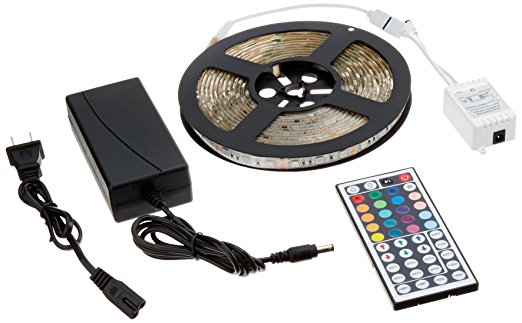 ADX Led-Strip-WA 16.4-Feet SMD 5050 Waterproof 300LEDs RGB Flexible Led Strip Light Lamp Kit with 44 Key IR Remote Controller and 12V5A Power Supply