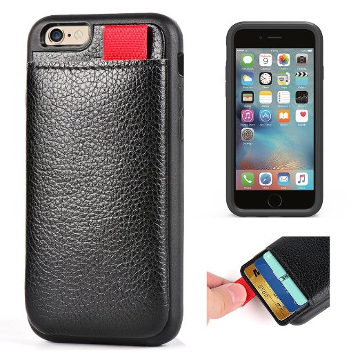 iPhone 6s Wallet Case, iPhone 6 Leather Case, LAMEEKU Protective Wallet cover Leather Wallet case with Credit Card Slot Holder, Case cover For Apple iPhone 6 / 6S 4.7inch Black