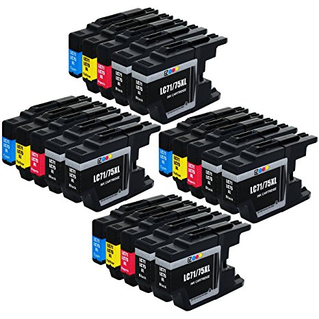 E-Z Ink (TM) Compatible Ink Cartridge Replacement for Brother LC-75 XL High Yield (8 Black, 4 Cyan, 4 Magenta, 4 Yellow) 20 Pack