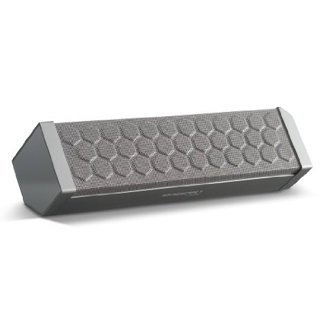 Photive SOUNDSCAPE 8 Powerful Portable Wireless Bluetooth Speaker with 8 Hour Battery and Built in Speakerphone- Grey