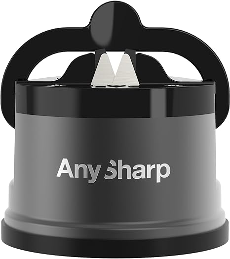 AnySharp Pro - World's Best Knife Sharpener - for All Knives and Serrated Blades - Gun Metal
