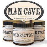 Scented Candles - Man Cave - Set of 3 Straight Razor Leather and Mahogany - 3 x 4-Ounce Soy Candles