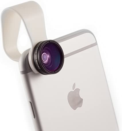 iPhone Camera Lens 2-in-1 by Pocket Lens, Macro and Wideangle Lens, Fits All iPhones, iPads, Samsung, Google Phones, Alternative to Olloclip, Comes with Waterproof Pouch