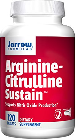 Jarrow Formulas Arginine-Citrulline Sustain Supports Nitric Oxide Production Tablets, 120 Count