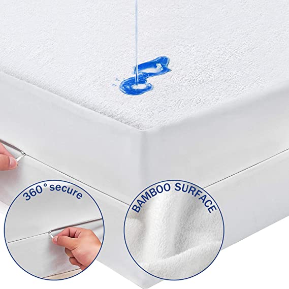 SUPA MODERN Bedding Encasement Six-Sided, No Shift Design Perfect for Any Mattress, Hypoallergenic 100% Waterproof Zipper Mattress Protector, Mattress Pad Cover with Cooling Bamboo Mattress Protector