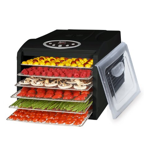 MAGIC MILL PRO Countertop Food Dehydrator, 6 Stainless Steel Drying Shelves, Digital 8 Preset Temperature controls and Timer