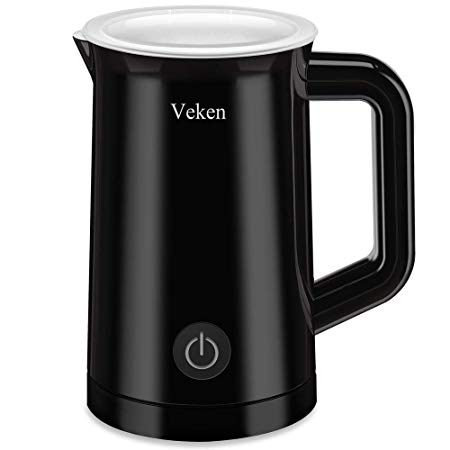 Veken Electric Milk Frother with Hot & Cold Function, Coffee Foam Warmer for Cappuccinos/Lattes/Hot Chocolate/Matcha (5.1 oz/10.2 oz) Black 2.0