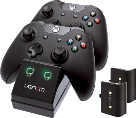 Venom Xbox One Twin Docking Station with 2 x Rechargeable Battery Packs: Black