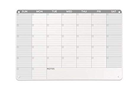 OptiMA Large 24" x 36" Monthly Dry Erase Calendar Wall Mounted with Installation Kit. Made in the USA!