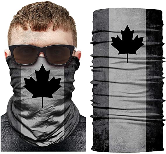Blackout Canada Flag Tubular Bandana Face Mask Balaclava Head Band Beanie Elastic Neck Warmer Gaiter for Men and Women Fishing Hiking Motorcycles Hunting