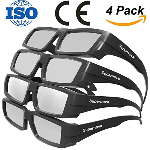 Supernova Solar Eclipse Glasses- CE and ISO Certified Safe Shades for Direct Sun Viewing, Great American Total Solar Eclipse on August 21, 2017 (Plastic - 4 Pack)
