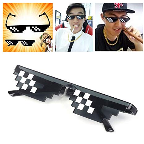 BKID Sunglasses with Mosaic Decor Pixelated Glasses Party Glasses Thug Life Glasses