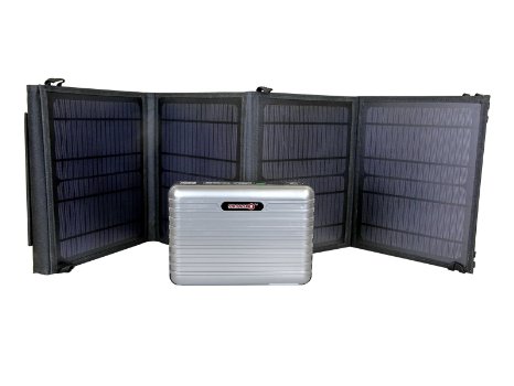 LB1 High Performance PB160 Solar Generator Kit w/ 28 Watt Solar Panel Charger - Silver