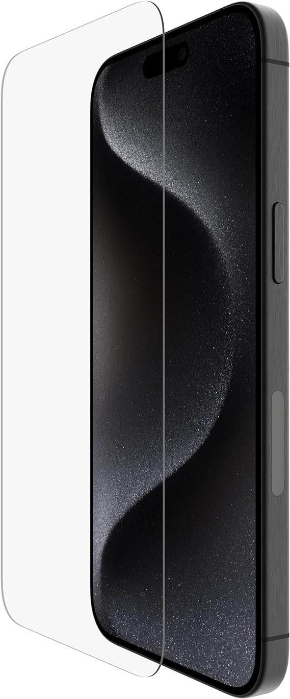 Belkin ScreenForce UltraGlass 2 Treated iPhone 15 Pro Max Screen Protector - Scratch-Resistant, 9H Hardness Tested Glass w/Slim Design - Includes Easy Align Tray for Bubble-Free Application