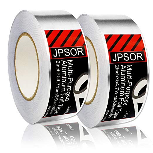 2 Rolls Multipurpose Aluminum Foil Tape, Adhesive Sealing Silver Tape, Best for HVAC, Ducts, Metal Repair (2inch x 54.7yard) by JPSOR