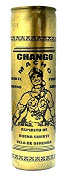 7 Day Candle-CHANGO MACHO / SPIRIT OF GOOD LUCK PAINTED - GOLD