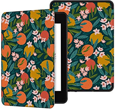 Ayotu Water-Safe Case for Kindle Paperwhite 2018 - PU Leather Smart Cover with Auto Wake/Sleep - Fits Amazon All-New Kindle Paperwhite Leather Cover (10th Generation-2018)，K10 The Flowers and Fruits