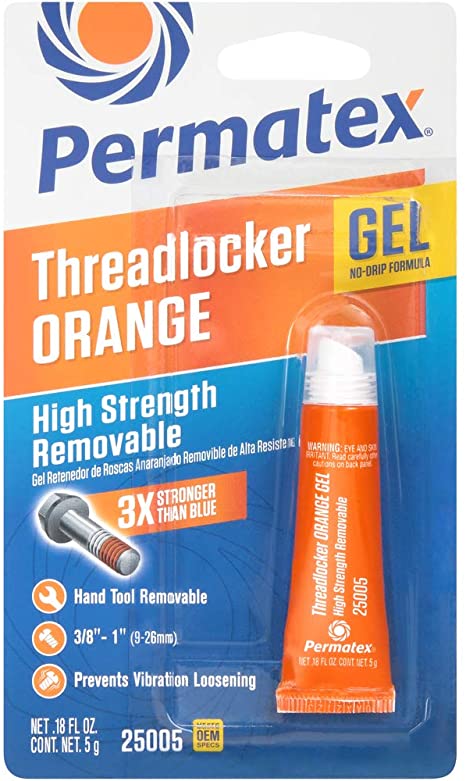 Permatex 25005 High Strength Removable Orange Gel ThreadLocker 5g