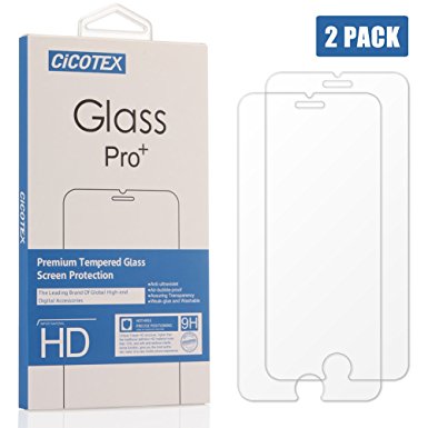 (2 Pack) iPhone 7 Screen Protector Glass, CiCOTEX Ultra-Clear High Definition (HD) Tempered Glass Screen Protectors for iPhone 7 (4.7 inch)