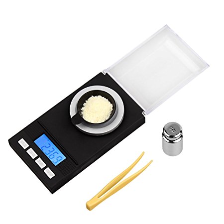 Mini Digital Milligram Scale 50g/0.001g Weighing Tool with LCD Display for Powder Jewelry Medicine Bulk Solid Good Helper in Lab and Kitchen(Batteries Tweezer Included) by HEYFIT