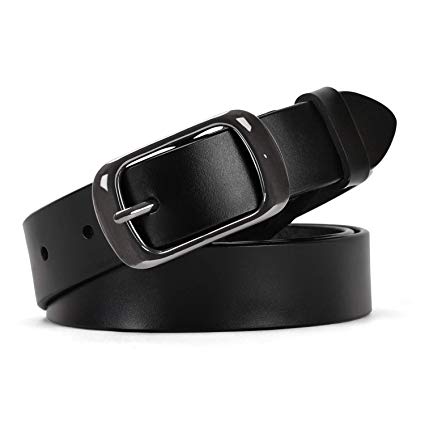 Women Leather Belt Ladies Black Waist Belt for Jeans Pants Dresses Small Size Elegant Gift Box