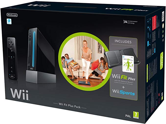 Nintendo Wii Console (Black) with Wii Fit Plus and Balance Board   Motion Plus Controller (Wii)