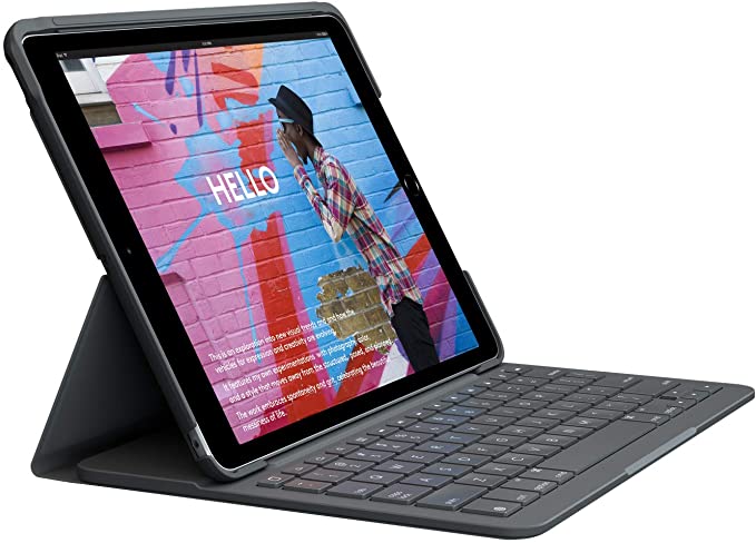 Logitech iPad (7th Generation) Keyboard Case | Slim Folio with Integrated Wireless Keyboard (Graphite)