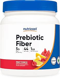 Nutricost Prebiotic Fiber Powder (1 LB, Fruit Punch) - Digestive Health, Natural Fiber Supplement, Soluble Plant Fiber Blend