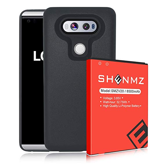 LG V20 Battery,8500mAh (More Than 2.2X Extra Battery Power) Replacement LG V20 Extended Battery BL-44E1F with Black TPU Case for LG H910 H918 V995 LS997 Phone | LG V20 Battery Case [12 Month Warranty]