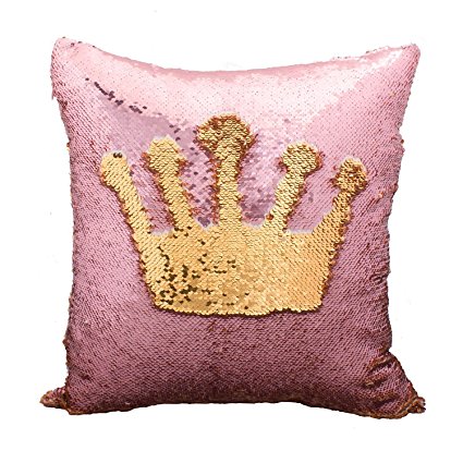 Magic Reversible Sequins Mermaid Pillow Cases Throw Pillow Covers Decorative Pillowcase 4040cm(1616") (Gold/pink)
