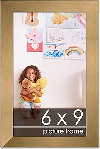 Poster Palooza 6x9 Frame Gold Bronze Wood Picture Frame - UV Acrylic, Foam Board Backing, & Hanging Hardware Included!