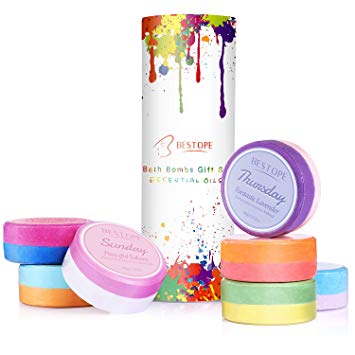 BESTOPE Bath Bombs Gift Set Contains 7 Vegan Natural Essential Oil & Lush Fizzy and Bubble Spa Bath, Luxury Gift for Kids, Teen Girls, Women