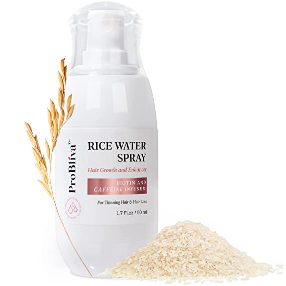 Rice Water Hair Growth Scalp Spray Infused with Biotin Caffeine for Thinning Hair and Hair Loss - with Castor Oil Rosemary Oil, Hair Growth and Enhancer