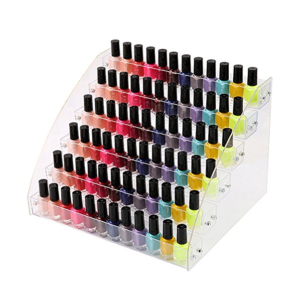 6 Tiers Acrylic Organizer Display Stands Essential Oils Nail Polishes Shelves Brochure Holder for Reagent Dropper Bottles Storage Rack Amount Cosmetics Shop Store Display Candy Toy Goods Holder Case