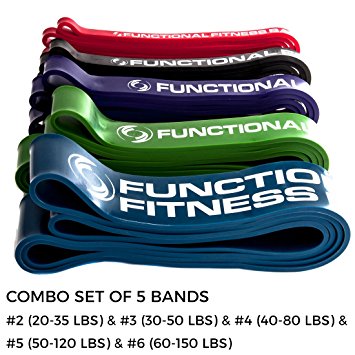Functional Fitness Exercise Resistance Training Band, 10 Different Tension Band Sets, 5-200 lbs. of Resistance for Mobility, Stretching, Pilates, Assisted Pull-Ups, Chin Ups, Powerlifting and CrossFit